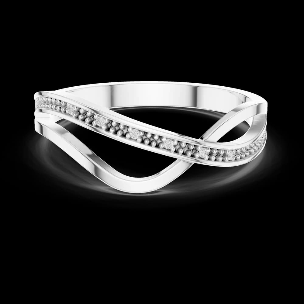 Beaded Crossover Wave Lab Grown Diamond Ring - Image 2 Beaded Crossover Wave Lab Grown Diamond Ring, view 2 of 6