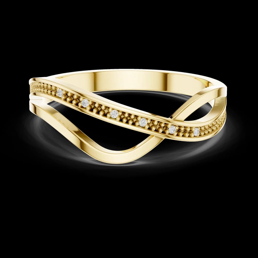 Beaded Crossover Wave Lab Grown Diamond Ring - Image 3 Beaded Crossover Wave Lab Grown Diamond Ring, view 3 of 6