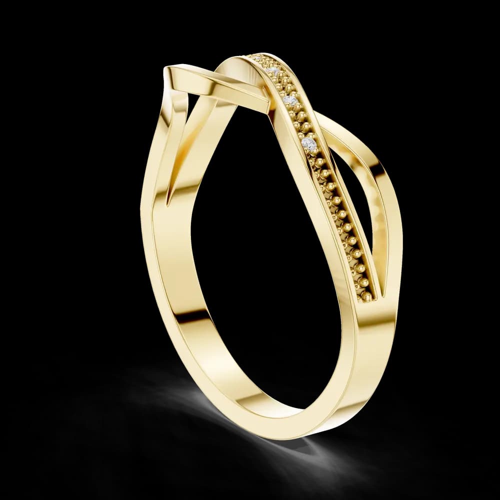 Beaded Crossover Wave Lab Grown Diamond Ring - Image 4 Beaded Crossover Wave Lab Grown Diamond Ring, view 4 of 6