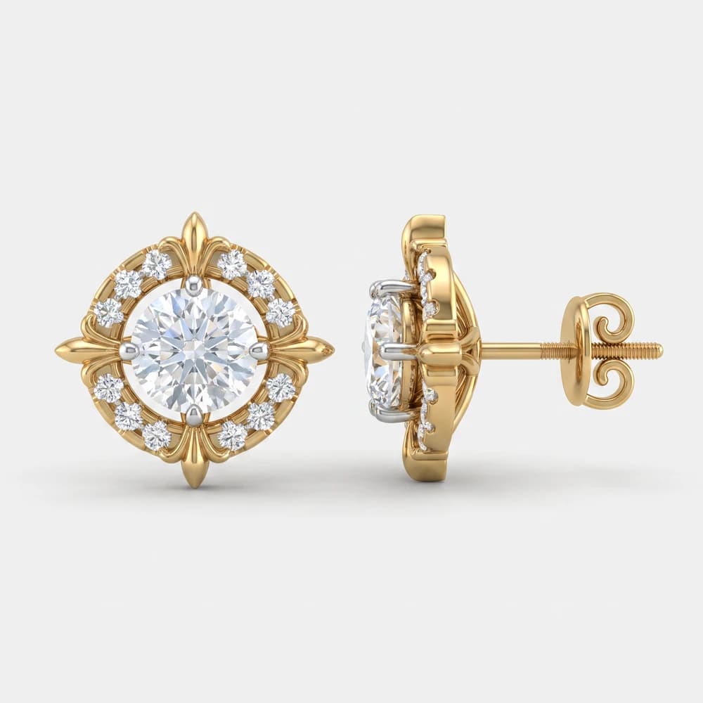 Victorian Halo Round Diamond Studs - Image 3 Victorian Halo Round Diamond Studs, view 3 of 4