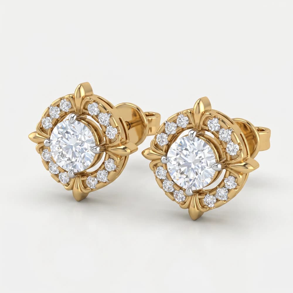 Victorian Halo Round Diamond Studs - Image 4 Victorian Halo Round Diamond Studs, view 4 of 4