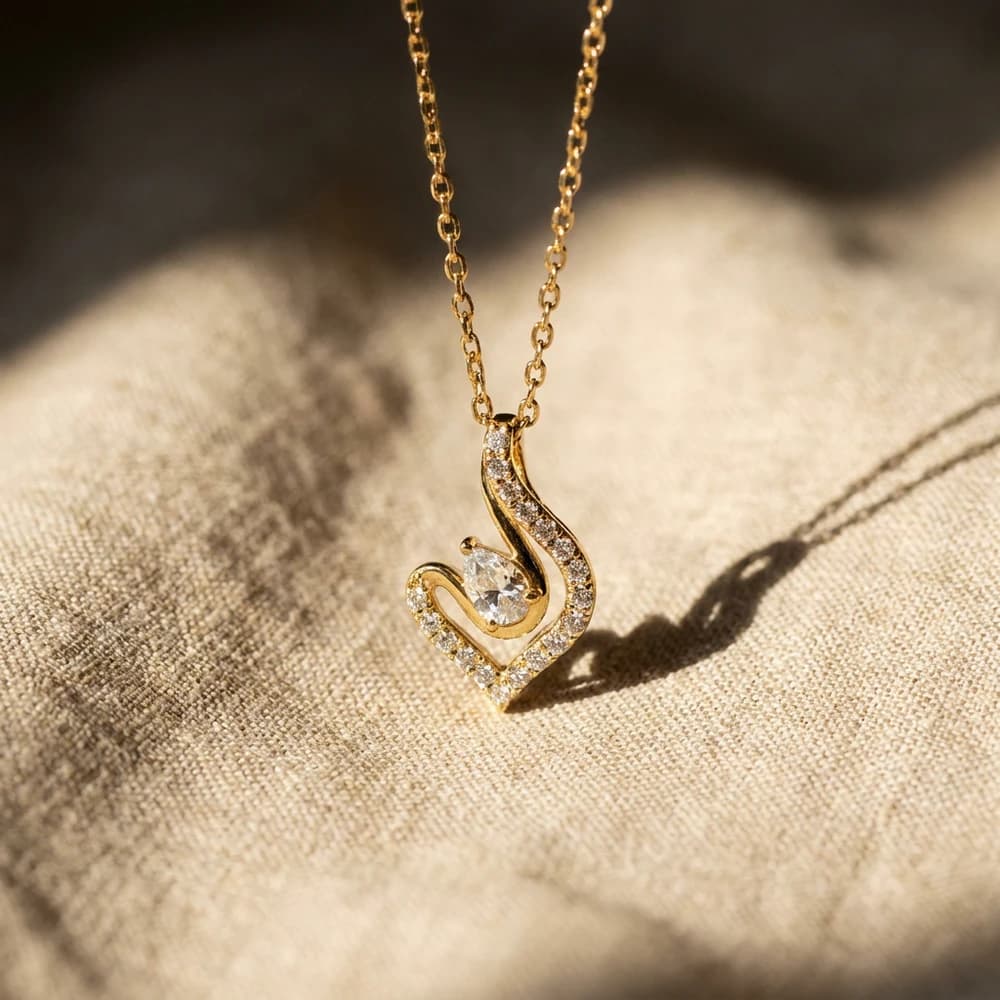 Vintage Filigree Artwork Lab Grown Diamond Pendant - Image 5 Vintage Filigree Artwork Lab Grown Diamond Pendant, view 5 of 5