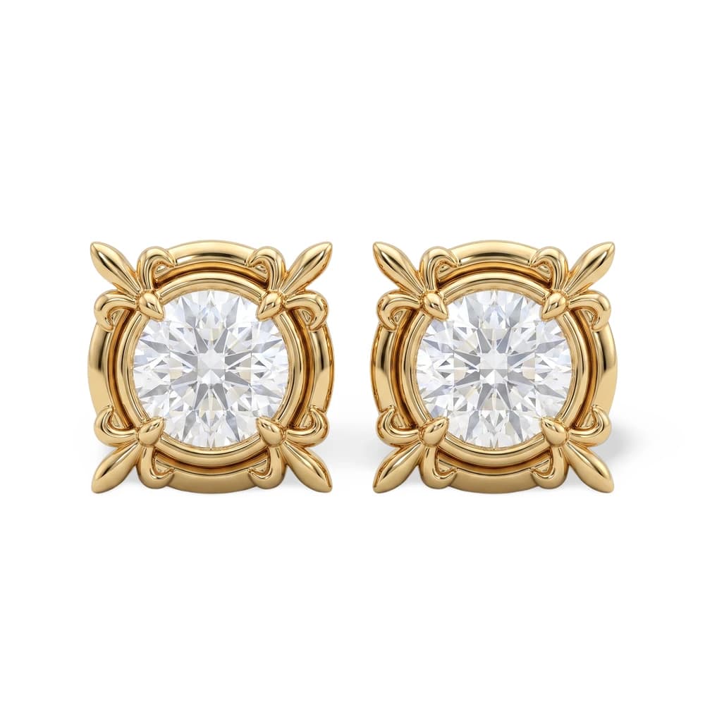Vintage Filigree Round Diamond Studs - Image 1 Vintage Filigree Round Diamond Studs, view 1 of 5