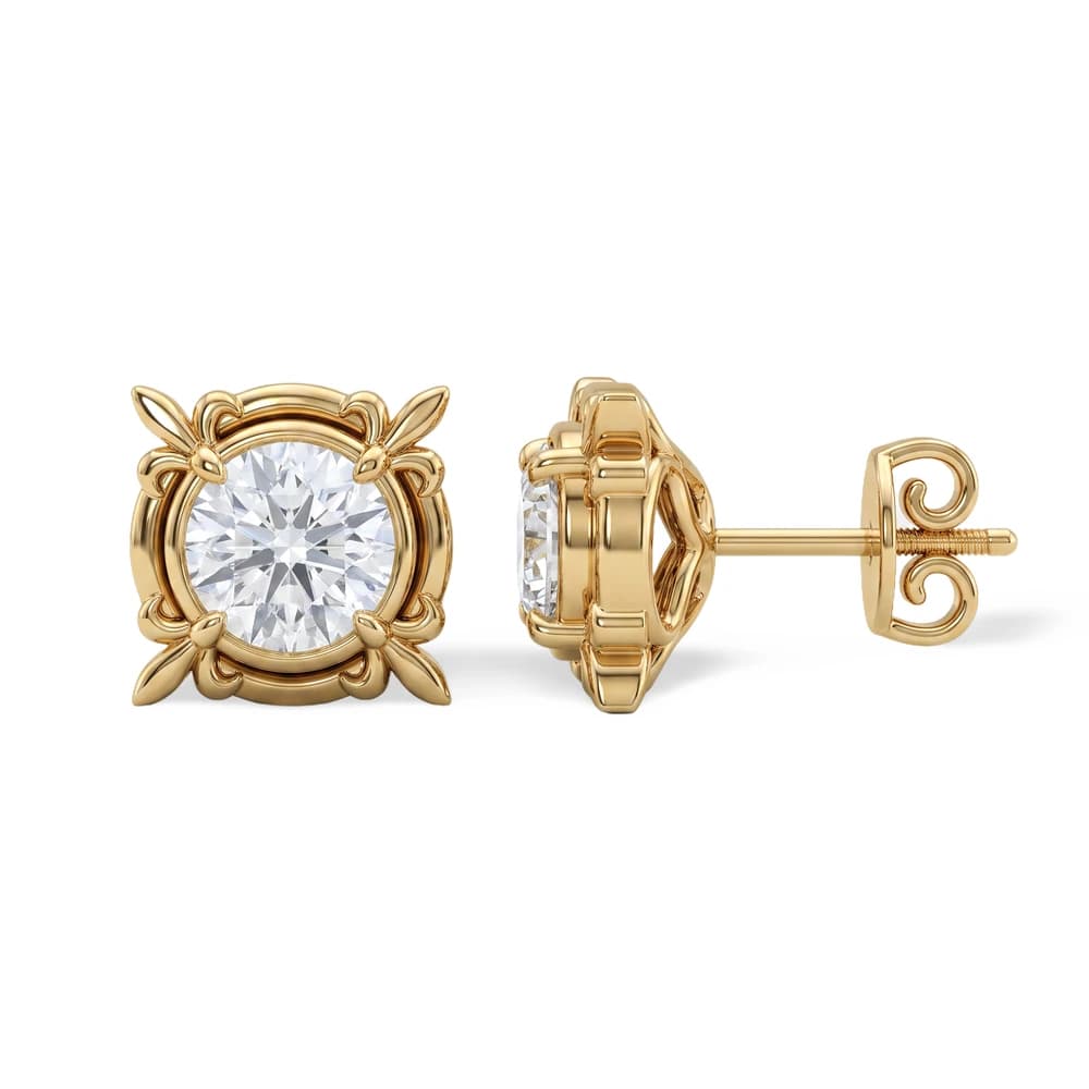 Vintage Filigree Round Diamond Studs - Image 4 Vintage Filigree Round Diamond Studs, view 4 of 5