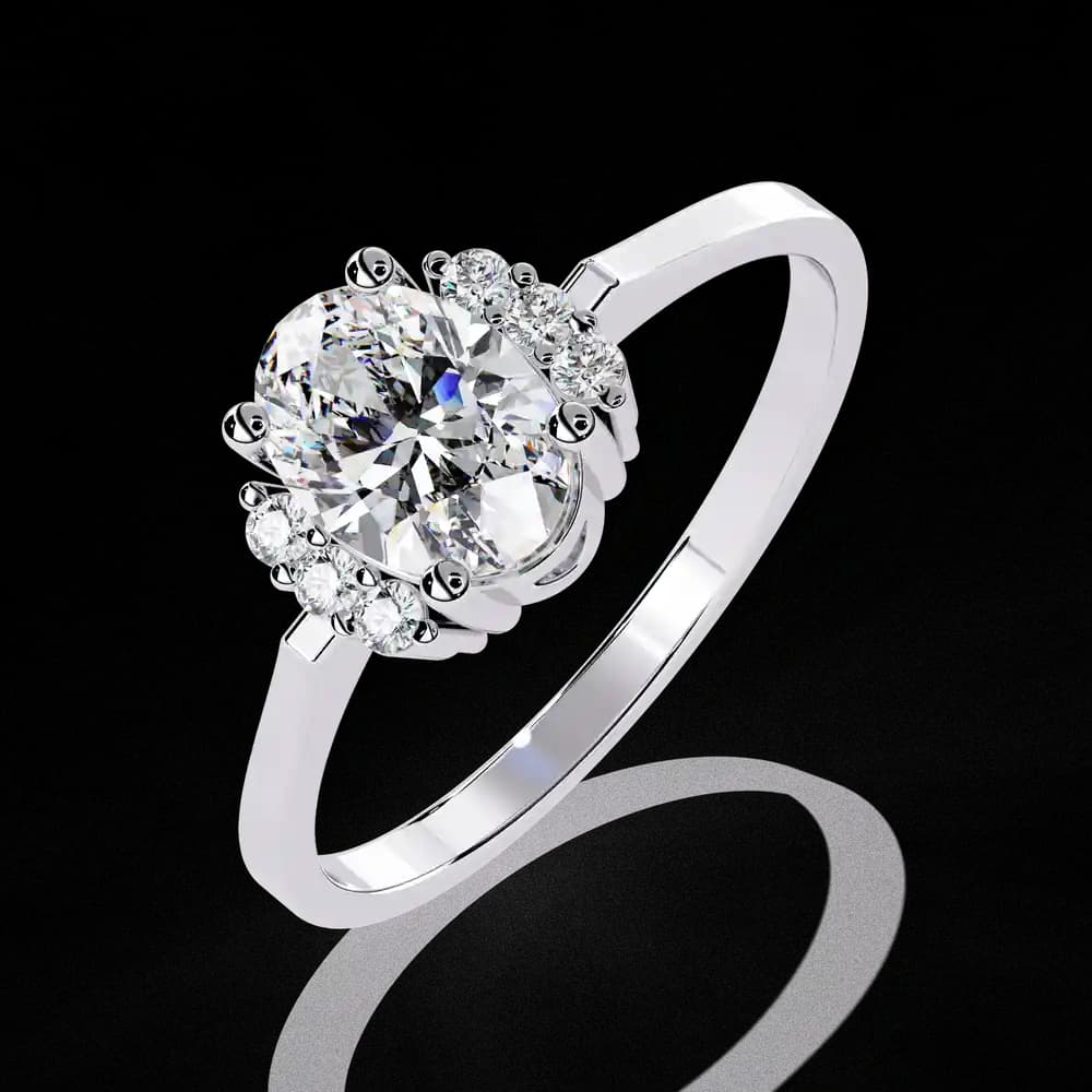 Vintage Inspired Oval Cut Lab Grown Diamond Ring - Image 1 Vintage Inspired Oval Cut Lab Grown Diamond Ring, view 1 of 4