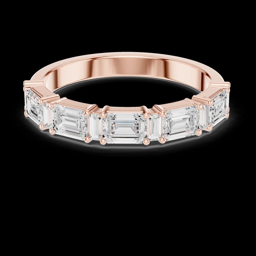 Classic Emerald and Baguette Gold Eternity Band - Image 1 Classic Emerald and Baguette Gold Eternity Band, view 1 of 6