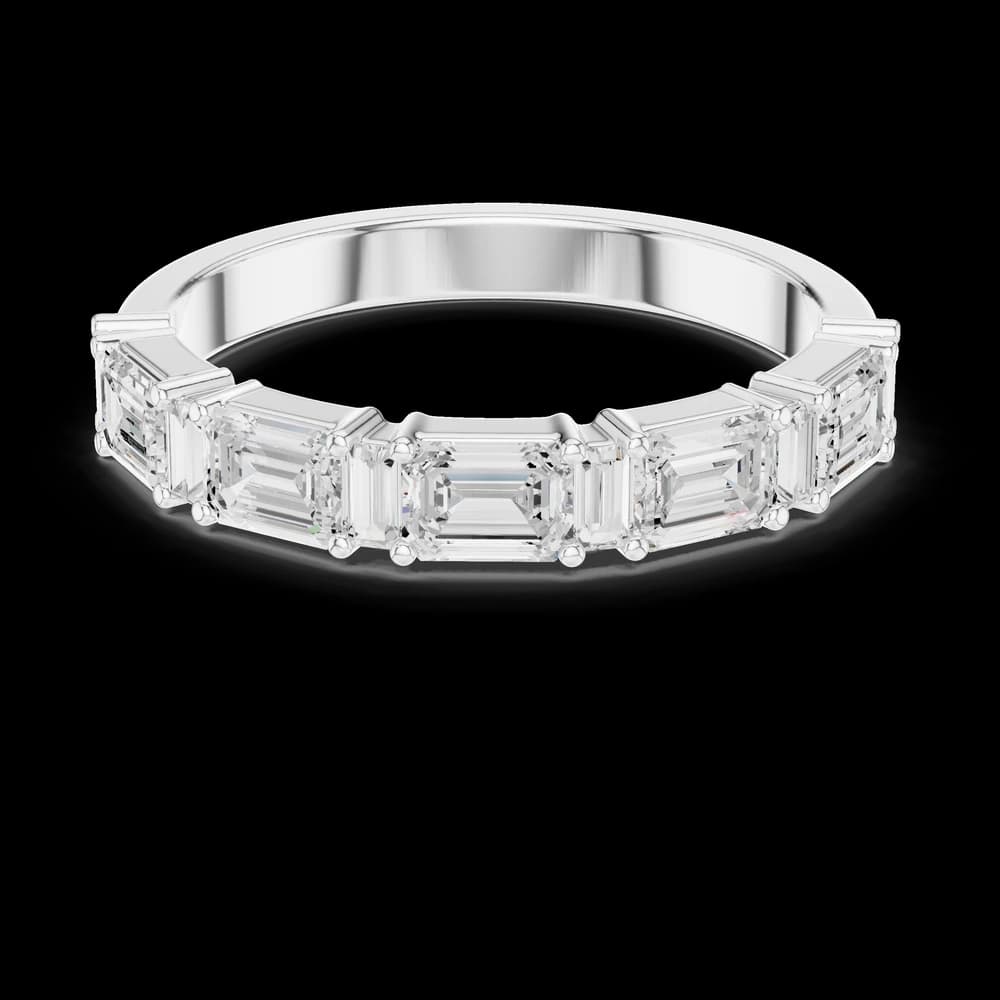 Classic Emerald and Baguette Gold Eternity Band - Image 2 Classic Emerald and Baguette Gold Eternity Band, view 2 of 6