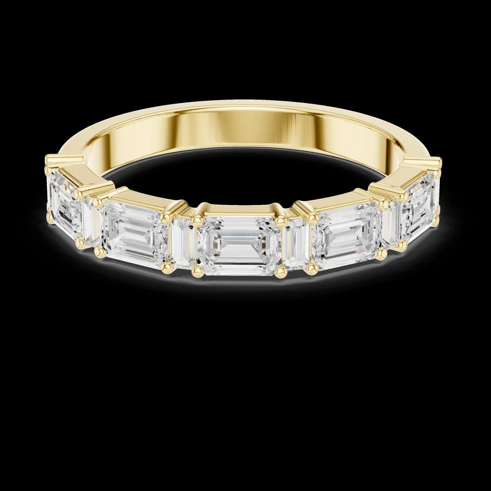 Classic Emerald and Baguette Gold Eternity Band - Image 3 Classic Emerald and Baguette Gold Eternity Band, view 3 of 6