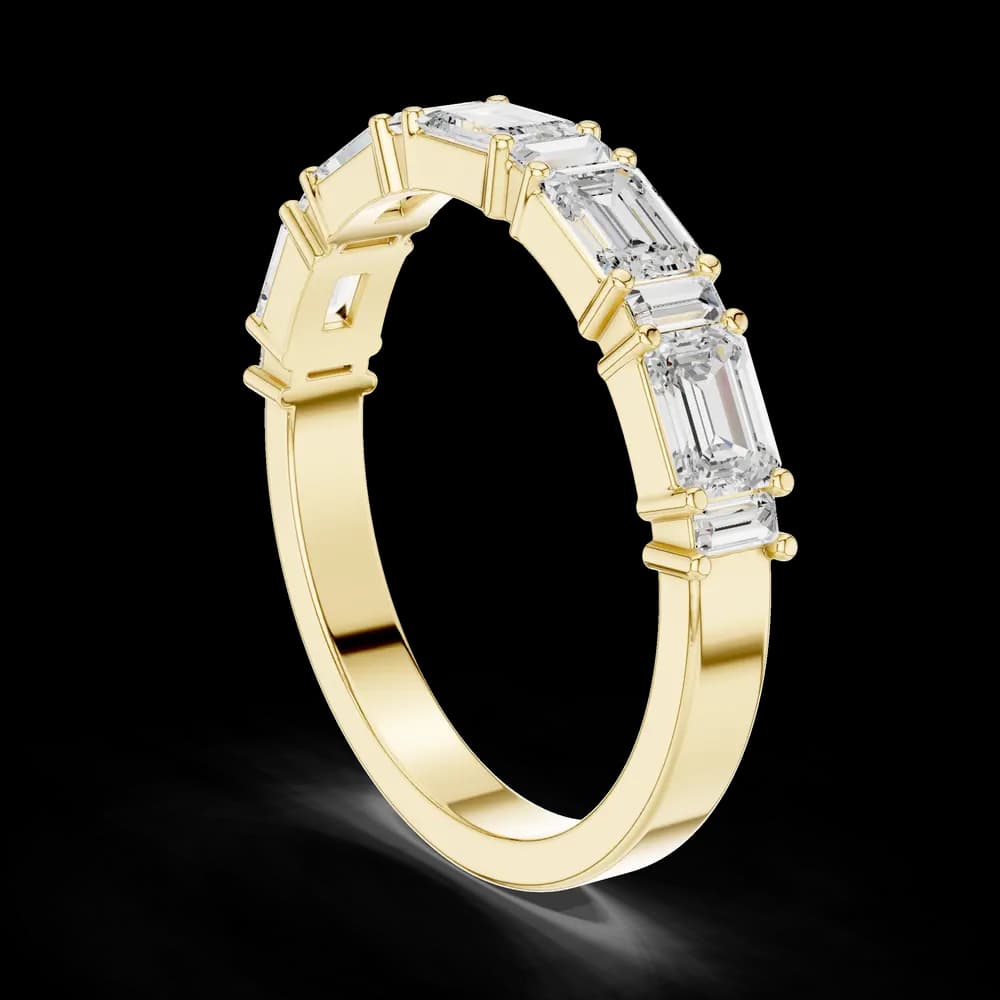 Classic Emerald and Baguette Gold Eternity Band - Image 4 Classic Emerald and Baguette Gold Eternity Band, view 4 of 6