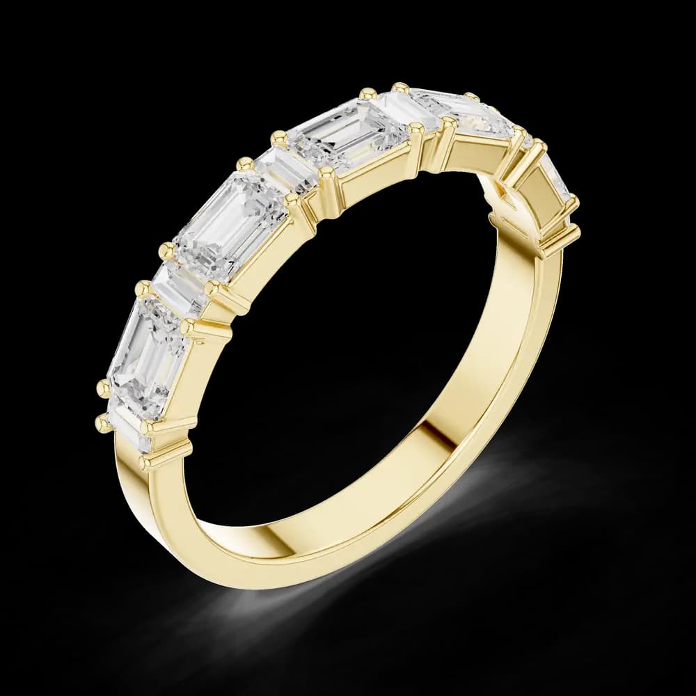 Classic Emerald and Baguette Gold Eternity Band - Image 5 Classic Emerald and Baguette Gold Eternity Band, view 5 of 6