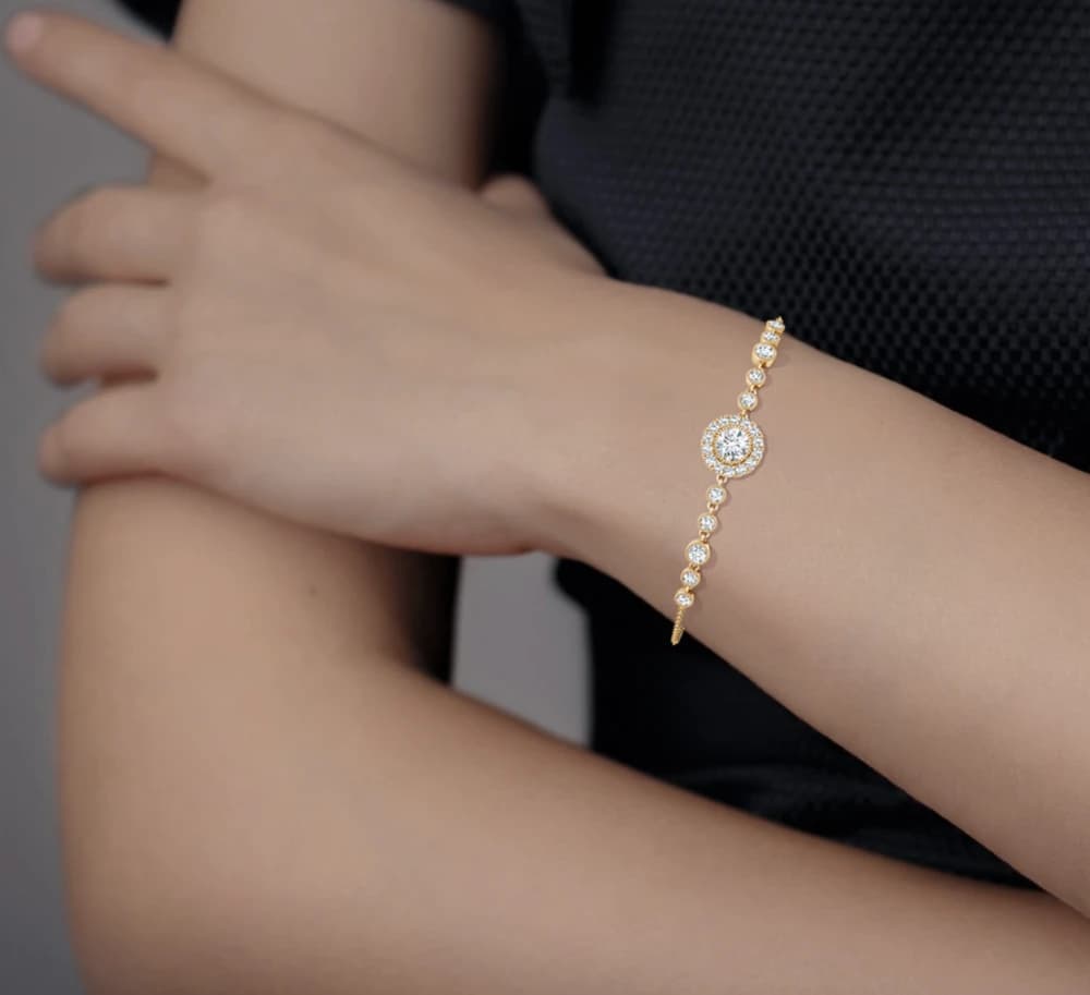 Vintage Style Bezel-Set Lab Grown Diamond Bracelet - Image 2 Vintage Style Bezel-Set Lab Grown Diamond Bracelet, view 2 of 4
