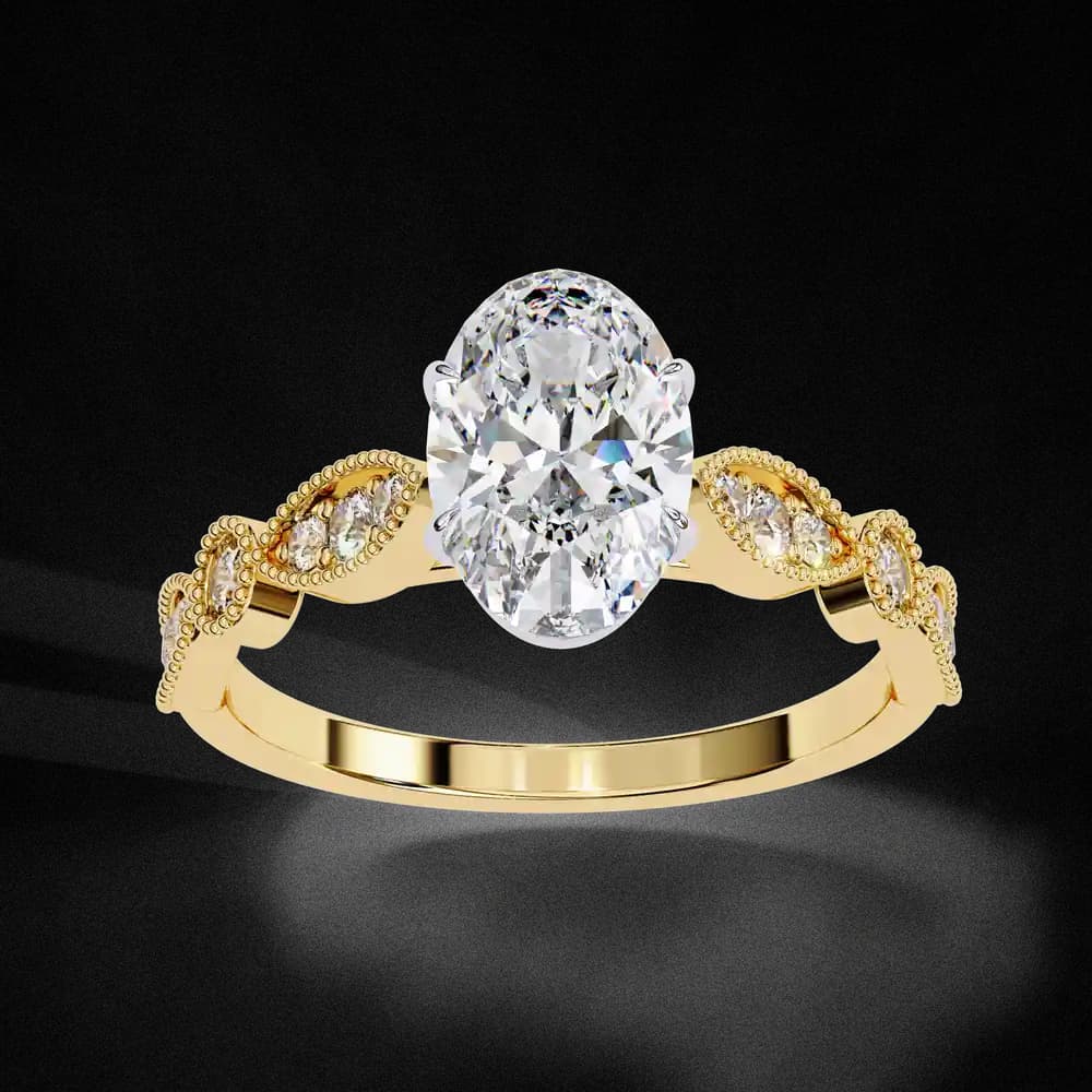 Vintage Oval Lab Grown Diamond Engagement Ring - Image 2 Vintage Oval Lab Grown Diamond Engagement Ring, view 2 of 5