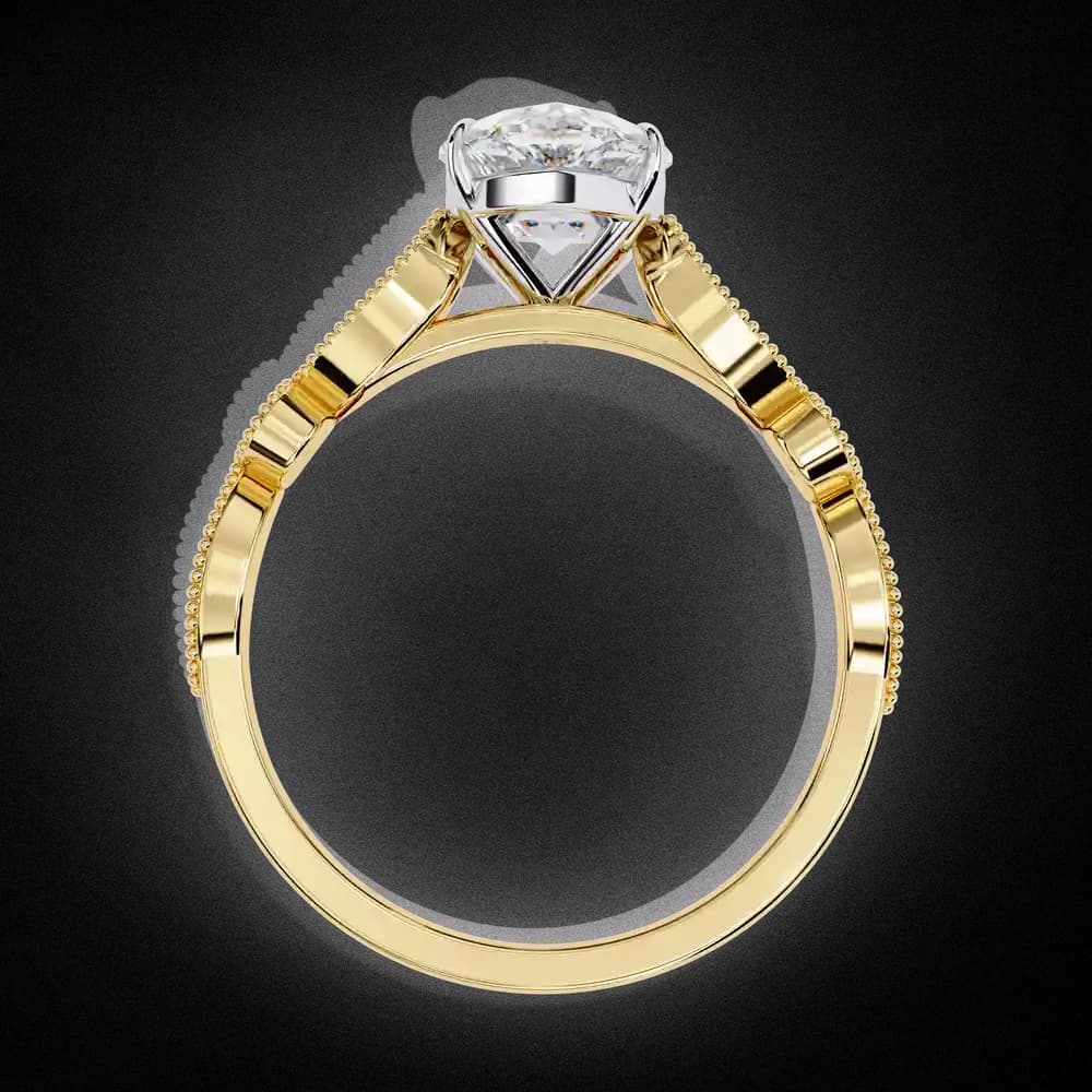 Vintage Oval Lab Grown Diamond Engagement Ring - Image 4 Vintage Oval Lab Grown Diamond Engagement Ring, view 4 of 5