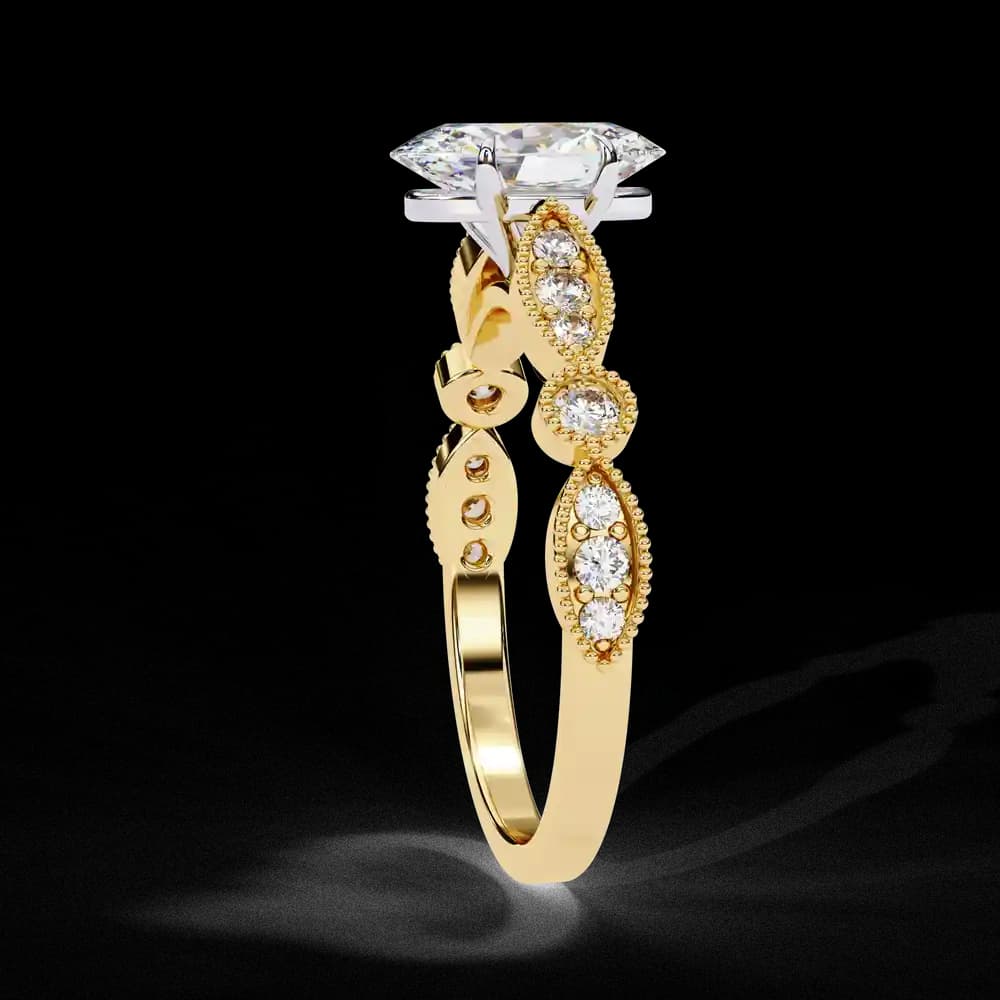 Vintage Oval Lab Grown Diamond Engagement Ring - Image 5 Vintage Oval Lab Grown Diamond Engagement Ring, view 5 of 5