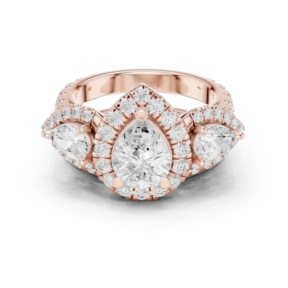 Water Lily Lab Grown Diamond Asymmetric Art Ring - Image 1 Water Lily Lab Grown Diamond Asymmetric Art Ring, view 1 of 10