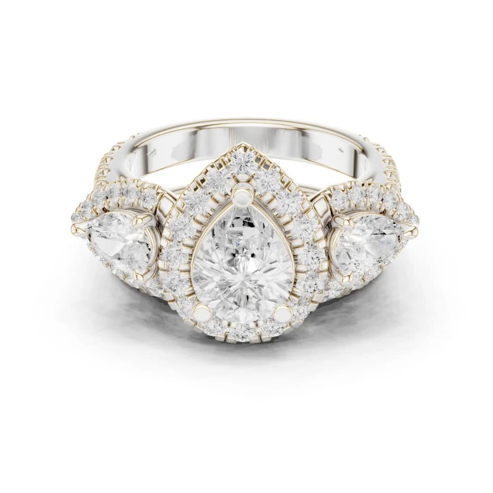 Water Lily Lab Grown Diamond Asymmetric Art Ring - Image 2 Water Lily Lab Grown Diamond Asymmetric Art Ring, view 2 of 10