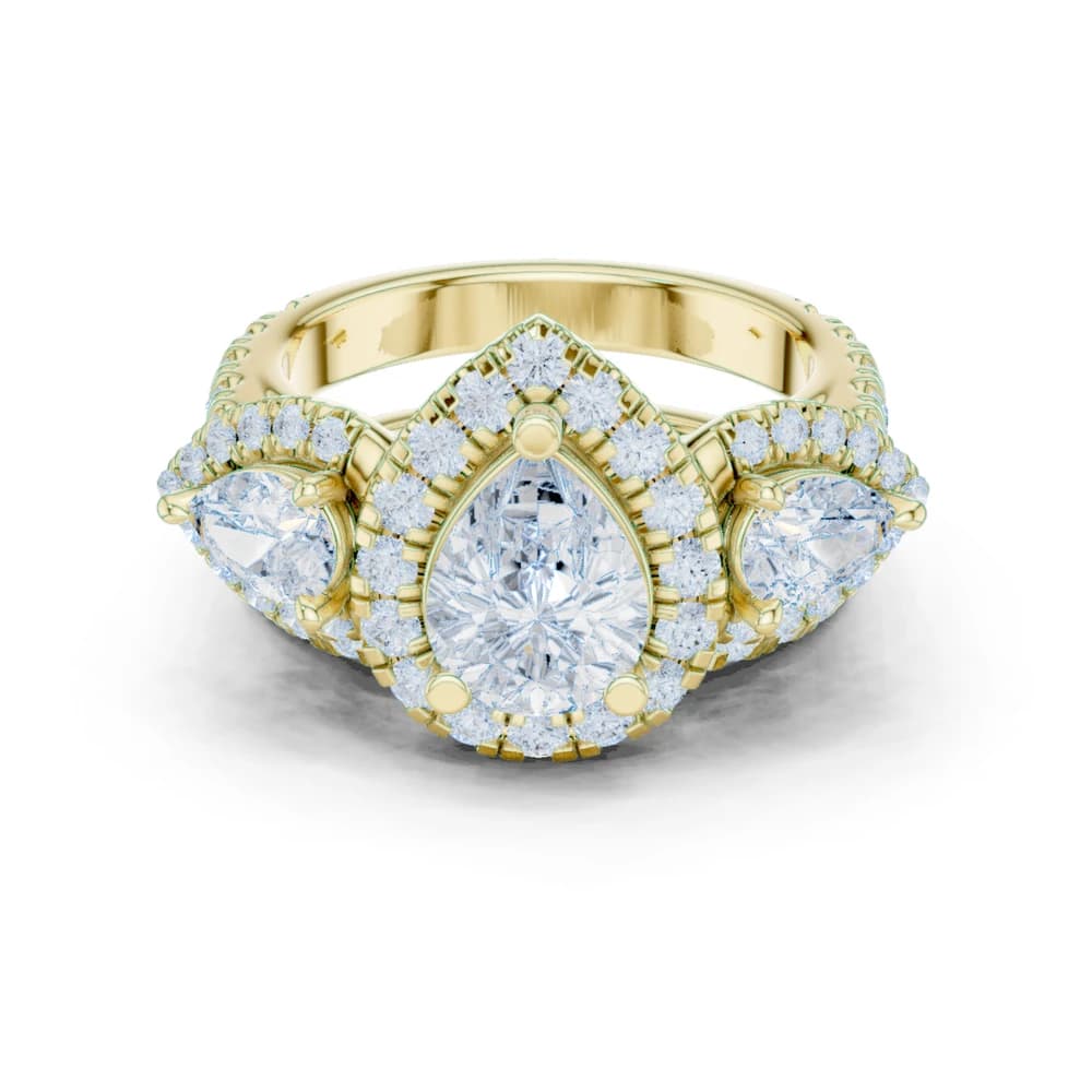 Water Lily Lab Grown Diamond Asymmetric Art Ring - Image 3 Water Lily Lab Grown Diamond Asymmetric Art Ring, view 3 of 10
