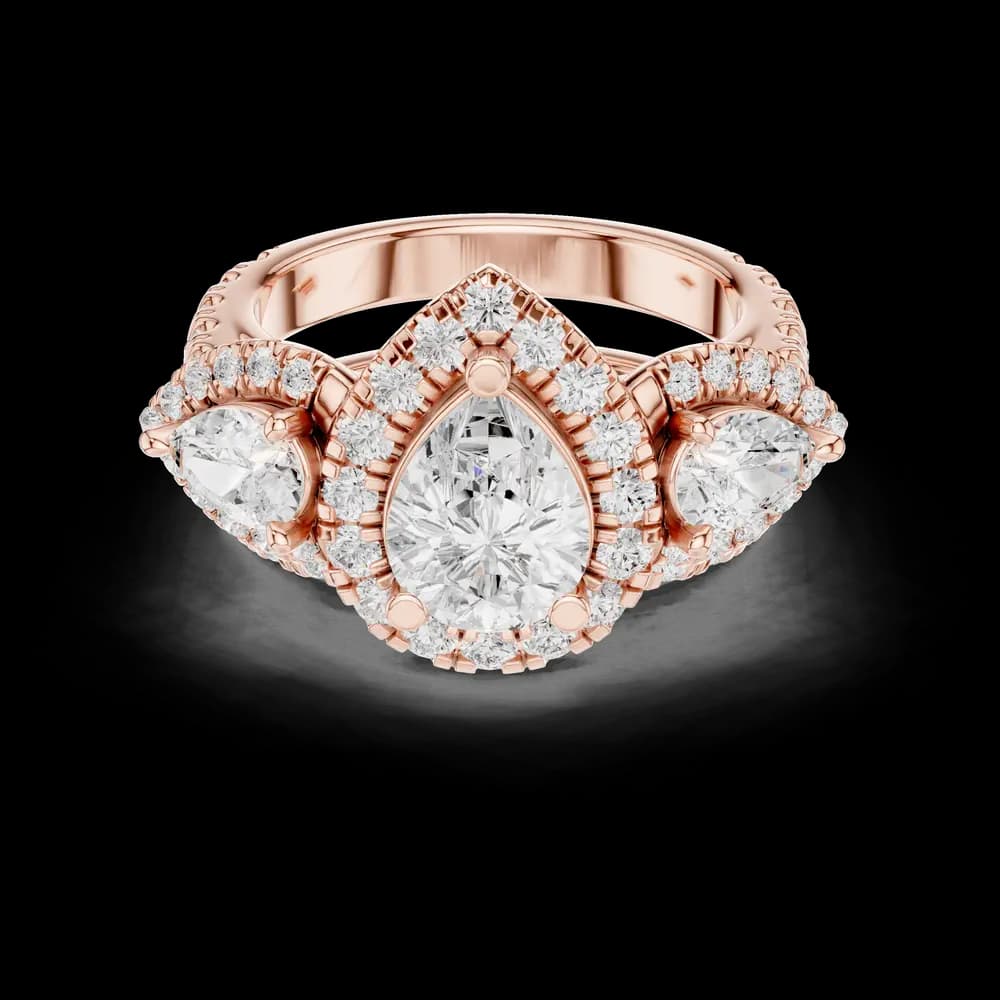 Water Lily Lab Grown Diamond Asymmetric Art Ring - Image 4 Water Lily Lab Grown Diamond Asymmetric Art Ring, view 4 of 10