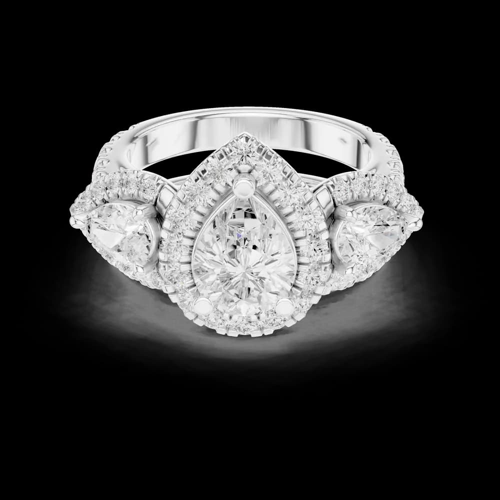 Water Lily Lab Grown Diamond Asymmetric Art Ring - Image 5 Water Lily Lab Grown Diamond Asymmetric Art Ring, view 5 of 10