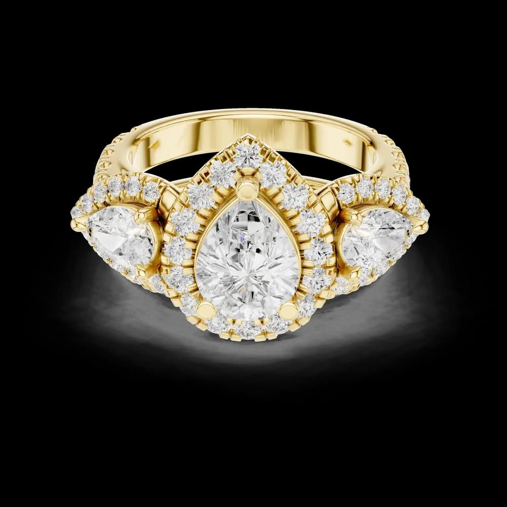 Water Lily Lab Grown Diamond Asymmetric Art Ring - Image 6 Water Lily Lab Grown Diamond Asymmetric Art Ring, view 6 of 10