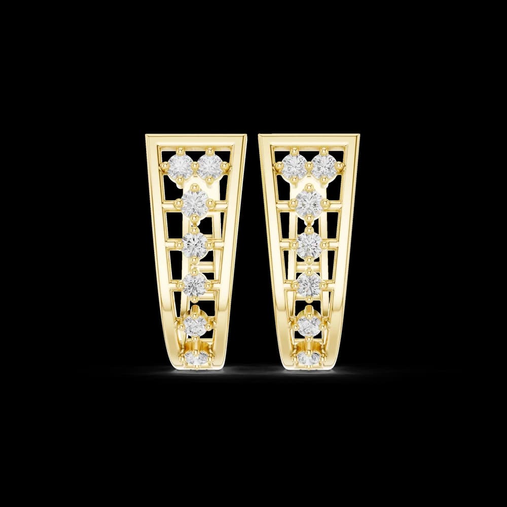 Lattice Tapered Huggie Lab Grown Diamond Earrings - Image 3 Lattice Tapered Huggie Lab Grown Diamond Earrings, view 3 of 6