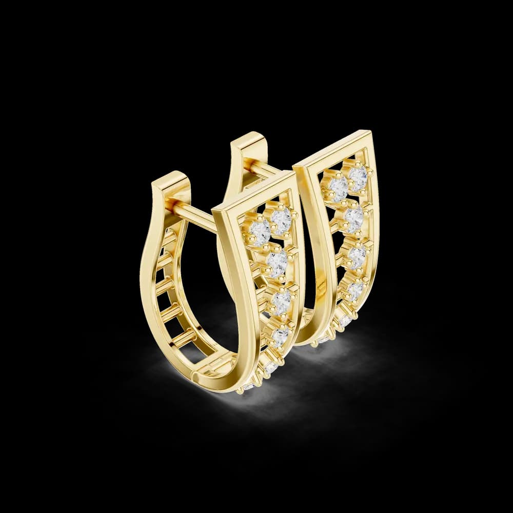 Lattice Tapered Huggie Lab Grown Diamond Earrings - Image 4 Lattice Tapered Huggie Lab Grown Diamond Earrings, view 4 of 6