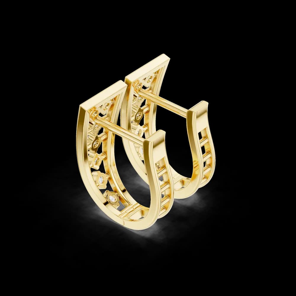 Lattice Tapered Huggie Lab Grown Diamond Earrings - Image 5 Lattice Tapered Huggie Lab Grown Diamond Earrings, view 5 of 6