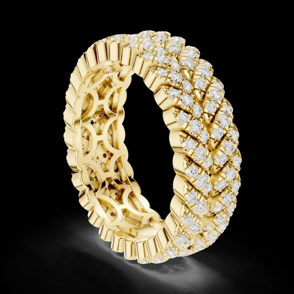 Wide Cuban Link Lab Grown Diamond Ring - Image 7 Wide Cuban Link Lab Grown Diamond Ring, view 7 of 9