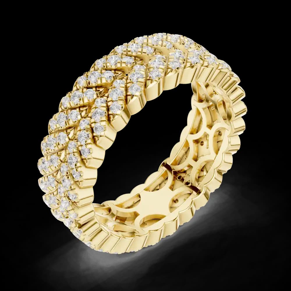 Wide Cuban Link Lab Grown Diamond Ring - Image 8 Wide Cuban Link Lab Grown Diamond Ring, view 8 of 9