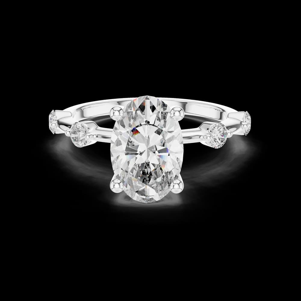 Oval Solitaire Multi Stone Lab Grown Diamond Ring - Image 2 Oval Solitaire Multi Stone Lab Grown Diamond Ring, view 2 of 5