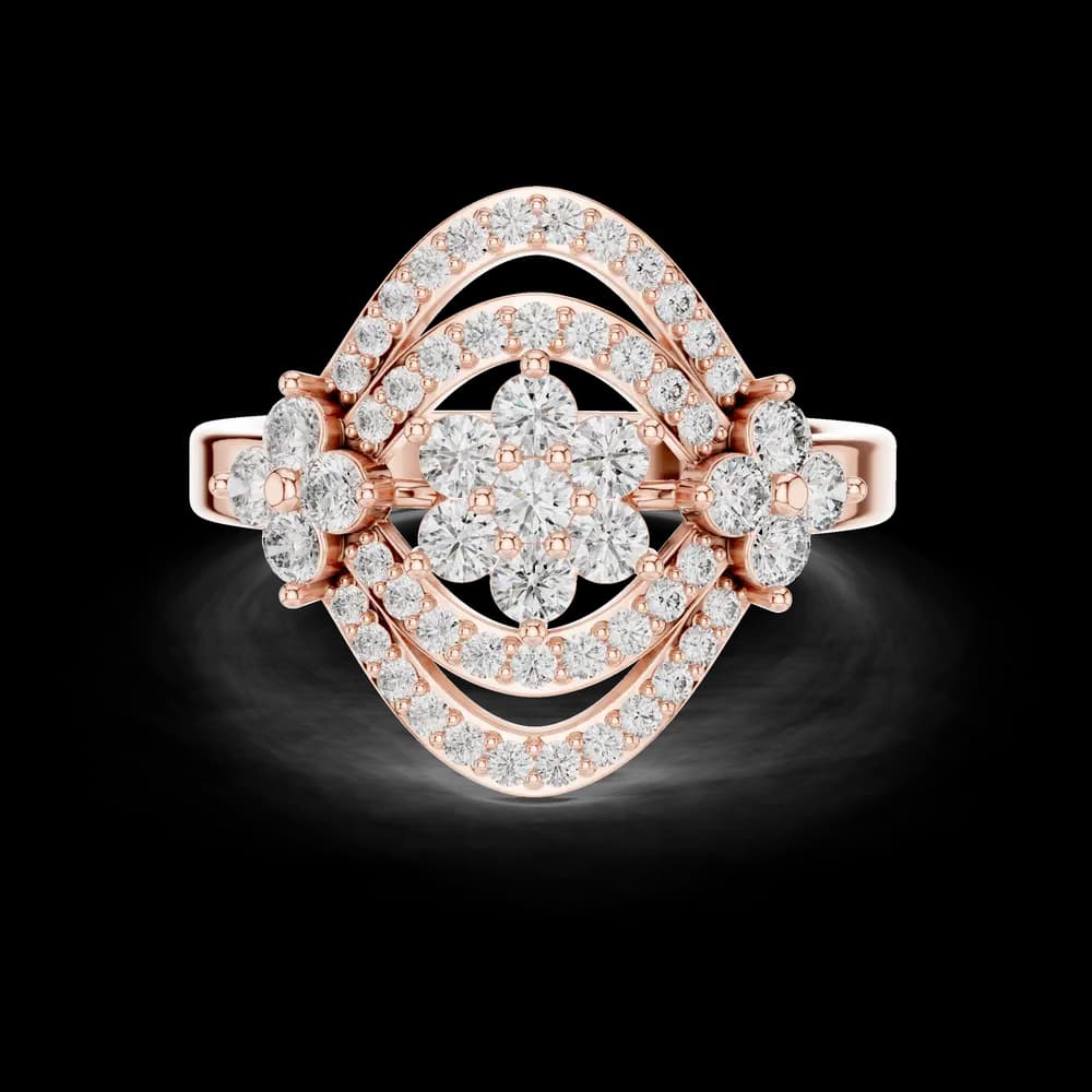 Art Deco Floral Lab Grown Diamond Ring - Image 1 Art Deco Floral Lab Grown Diamond Ring, view 1 of 6