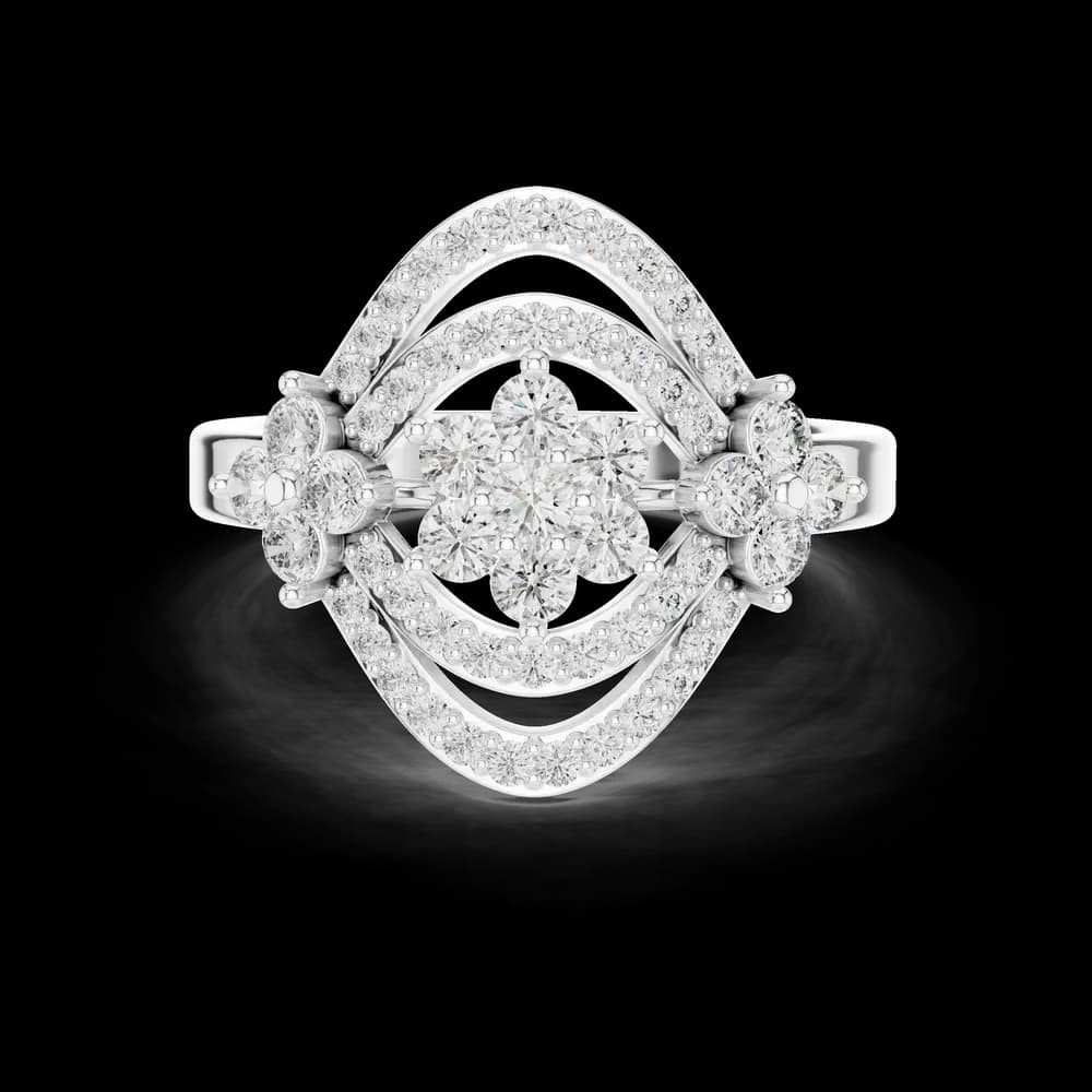 Art Deco Floral Lab Grown Diamond Ring - Image 2 Art Deco Floral Lab Grown Diamond Ring, view 2 of 6