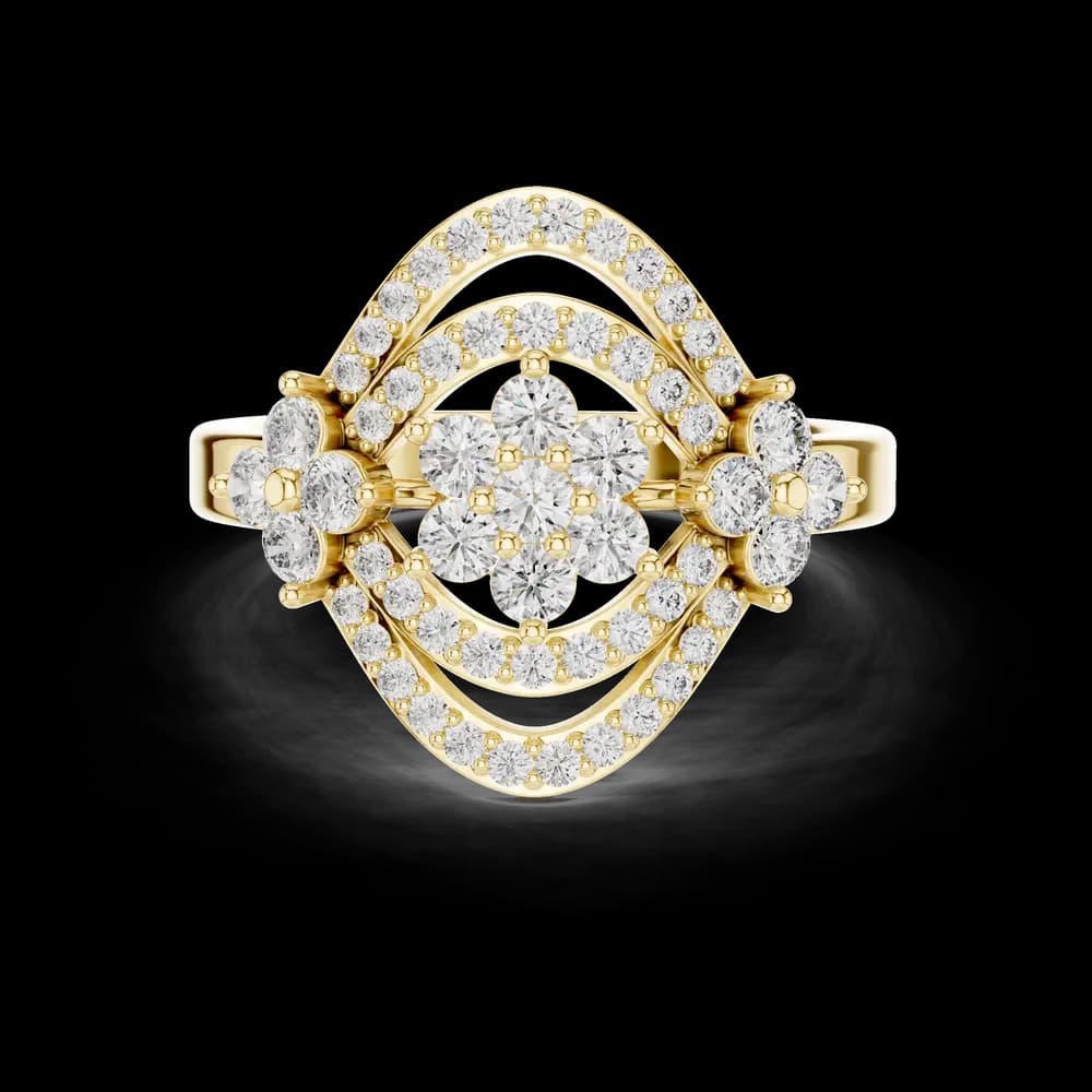 Art Deco Floral Lab Grown Diamond Ring - Image 3 Art Deco Floral Lab Grown Diamond Ring, view 3 of 6