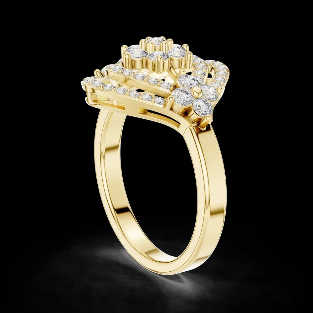Art Deco Floral Lab Grown Diamond Ring - Image 4 Art Deco Floral Lab Grown Diamond Ring, view 4 of 6
