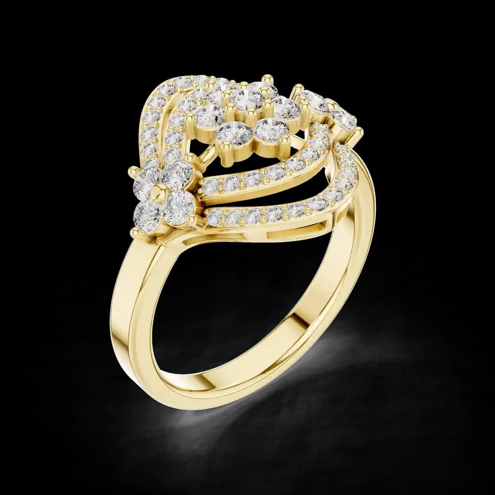 Art Deco Floral Lab Grown Diamond Ring - Image 5 Art Deco Floral Lab Grown Diamond Ring, view 5 of 6