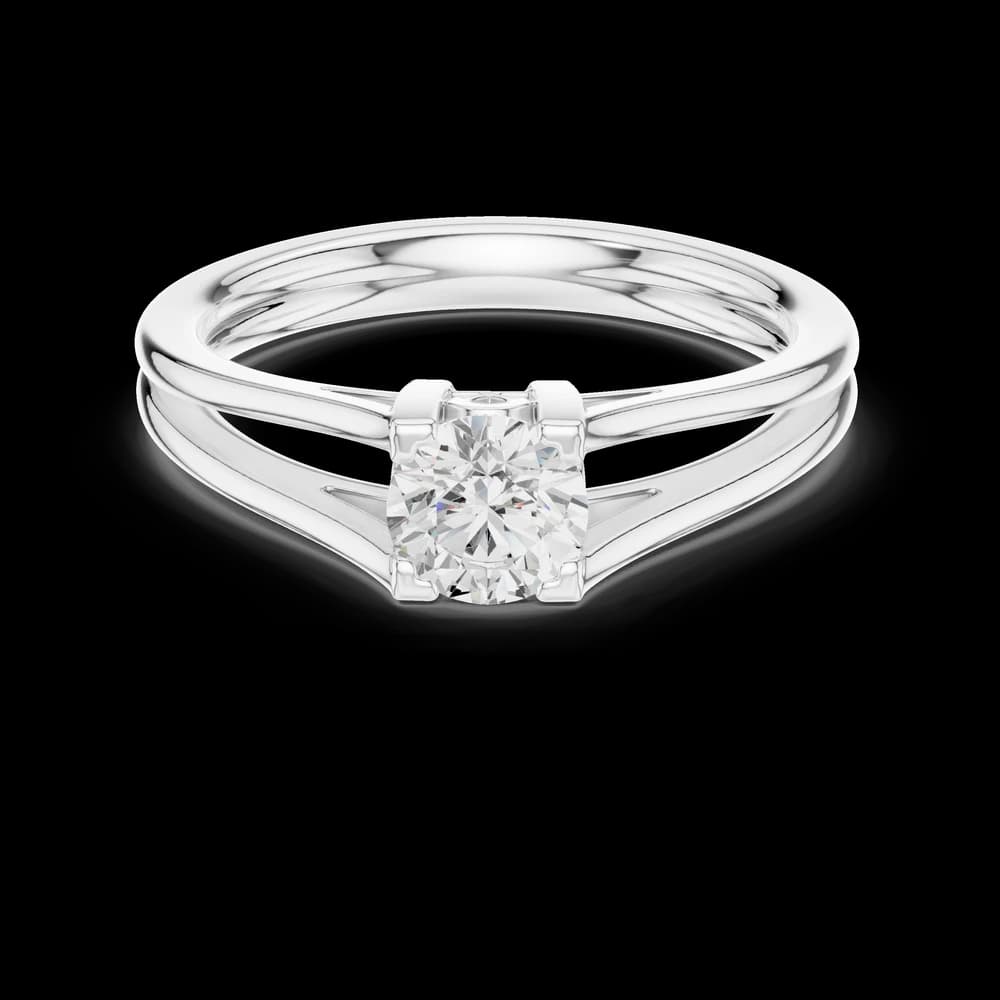 Classic Four Prong Split Shank Round Solitaire Ring - Image 2 Classic Four Prong Split Shank Round Solitaire Ring, view 2 of 6