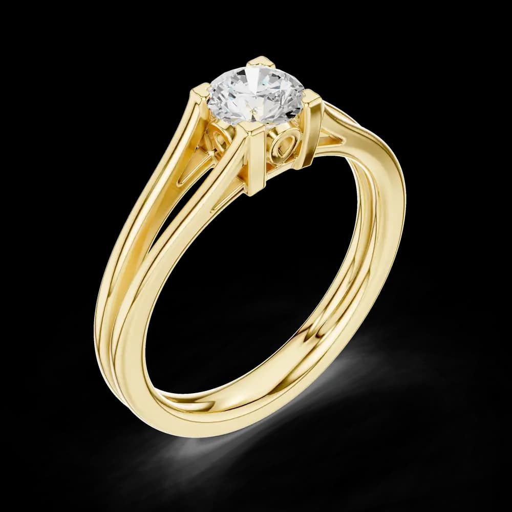 Classic Four Prong Split Shank Round Solitaire Ring - Image 5 Classic Four Prong Split Shank Round Solitaire Ring, view 5 of 6