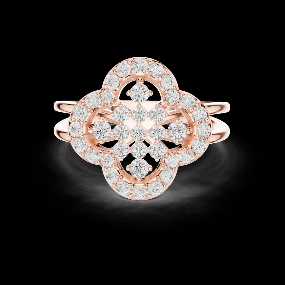 Vintage Inspired Quatrefoil Lab Grown Diamond Ring - Image 1 Vintage Inspired Quatrefoil Lab Grown Diamond Ring, view 1 of 6