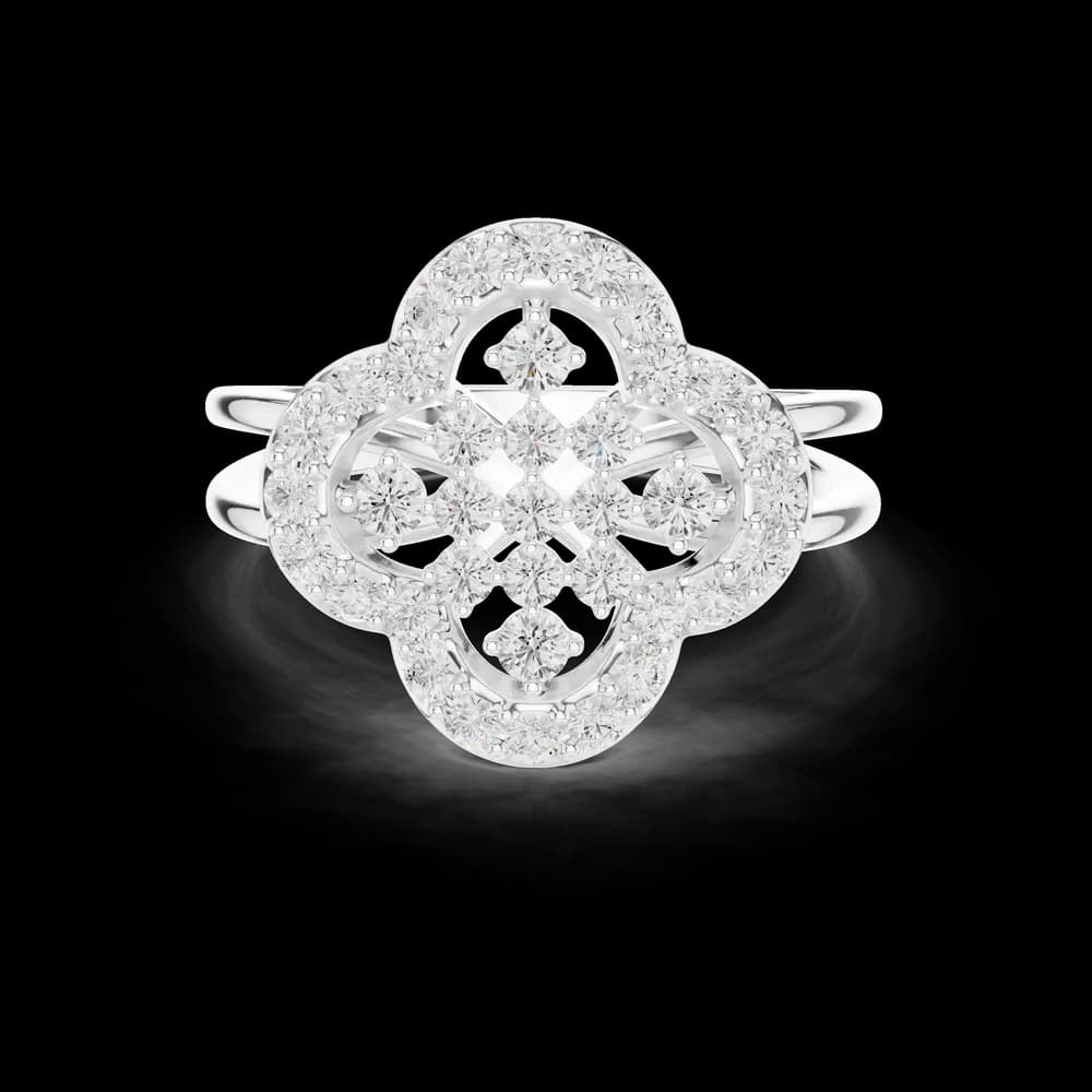 Vintage Inspired Quatrefoil Lab Grown Diamond Ring - Image 2 Vintage Inspired Quatrefoil Lab Grown Diamond Ring, view 2 of 6