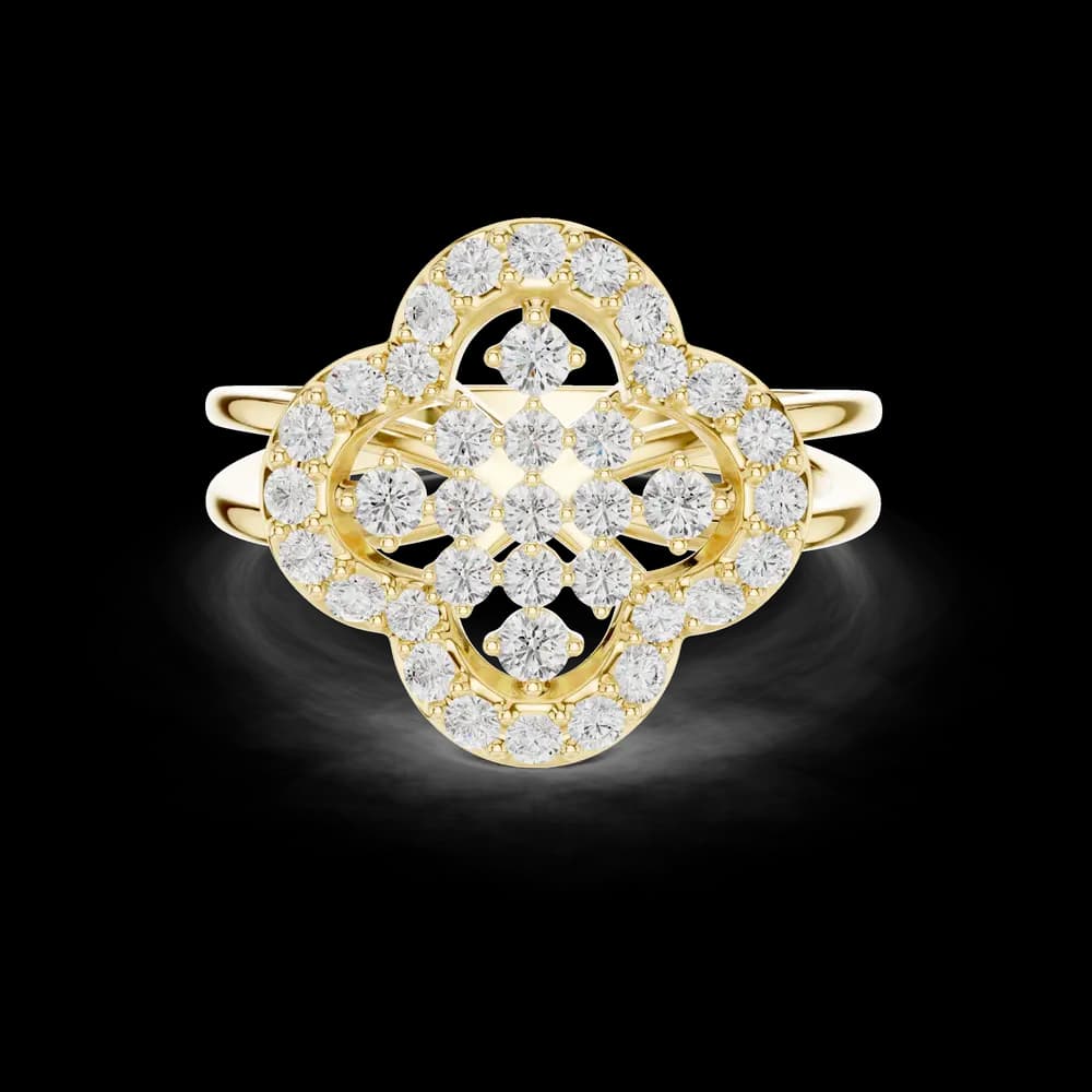 Vintage Inspired Quatrefoil Lab Grown Diamond Ring - Image 3 Vintage Inspired Quatrefoil Lab Grown Diamond Ring, view 3 of 6