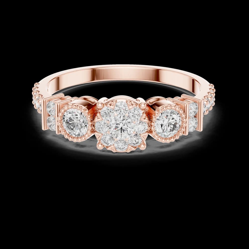 Cluster Side Stone Band Lab Grown Diamond Ring - Image 1 Cluster Side Stone Band Lab Grown Diamond Ring, view 1 of 6