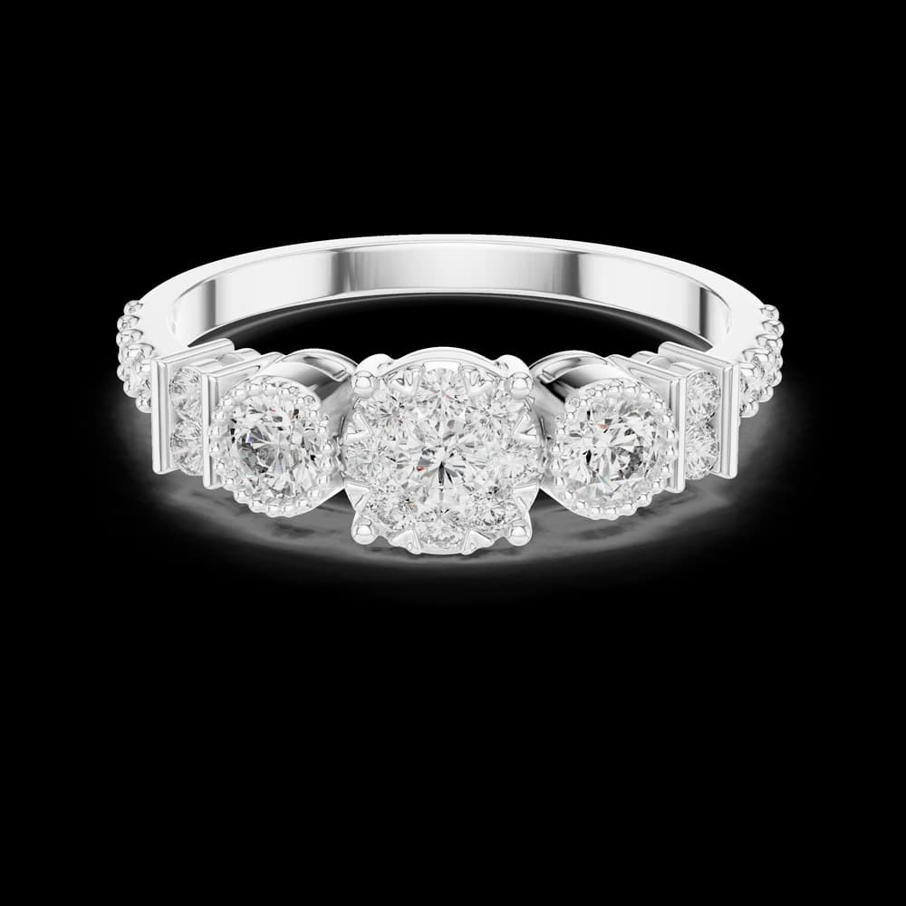 Cluster Side Stone Band Lab Grown Diamond Ring - Image 2 Cluster Side Stone Band Lab Grown Diamond Ring, view 2 of 6