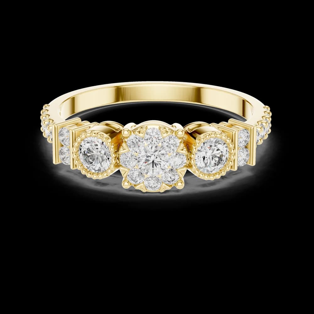 Cluster Side Stone Band Lab Grown Diamond Ring - Image 3 Cluster Side Stone Band Lab Grown Diamond Ring, view 3 of 6