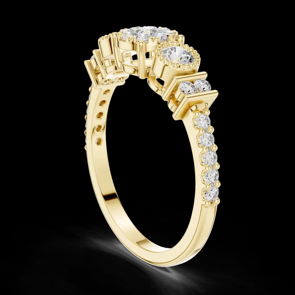 Cluster Side Stone Band Lab Grown Diamond Ring - Image 4 Cluster Side Stone Band Lab Grown Diamond Ring, view 4 of 6