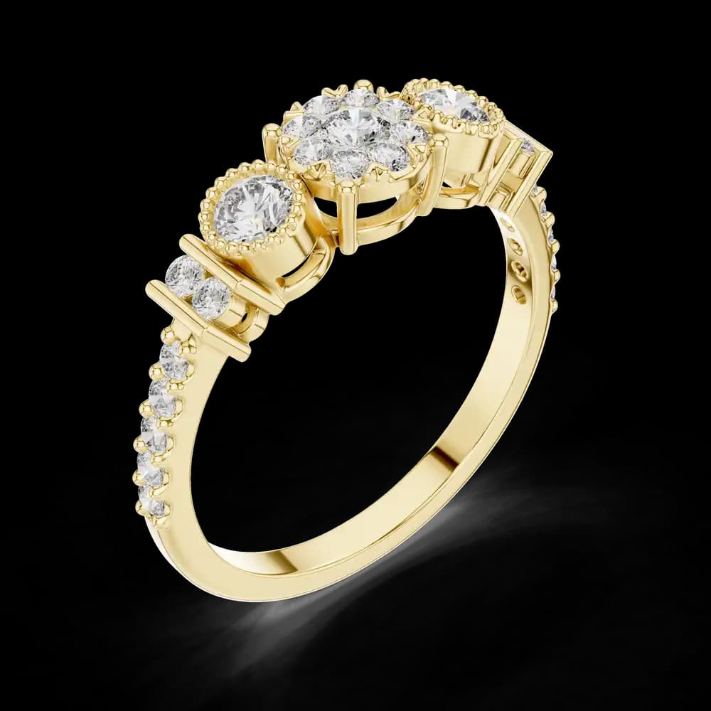 Cluster Side Stone Band Lab Grown Diamond Ring - Image 5 Cluster Side Stone Band Lab Grown Diamond Ring, view 5 of 6