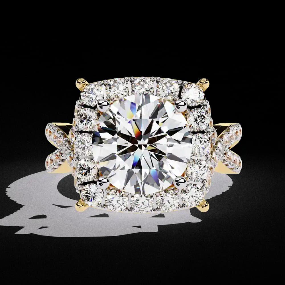 Round Center Cushion Halo Twisted Band Lab Grown Diamond Ring - Image 8 Round Center Cushion Halo Twisted Band Lab Grown Diamond Ring, view 8 of 11