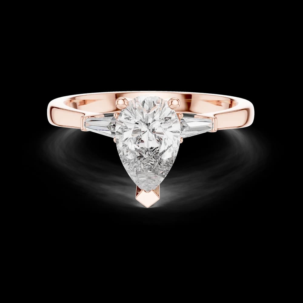 Pear With Baguette Lab Grown Diamond Ring - Image 1 Pear With Baguette Lab Grown Diamond Ring, view 1 of 6