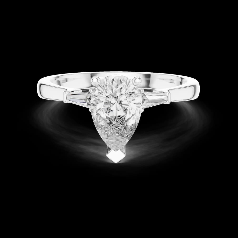 Pear With Baguette Lab Grown Diamond Ring - Image 2 Pear With Baguette Lab Grown Diamond Ring, view 2 of 6