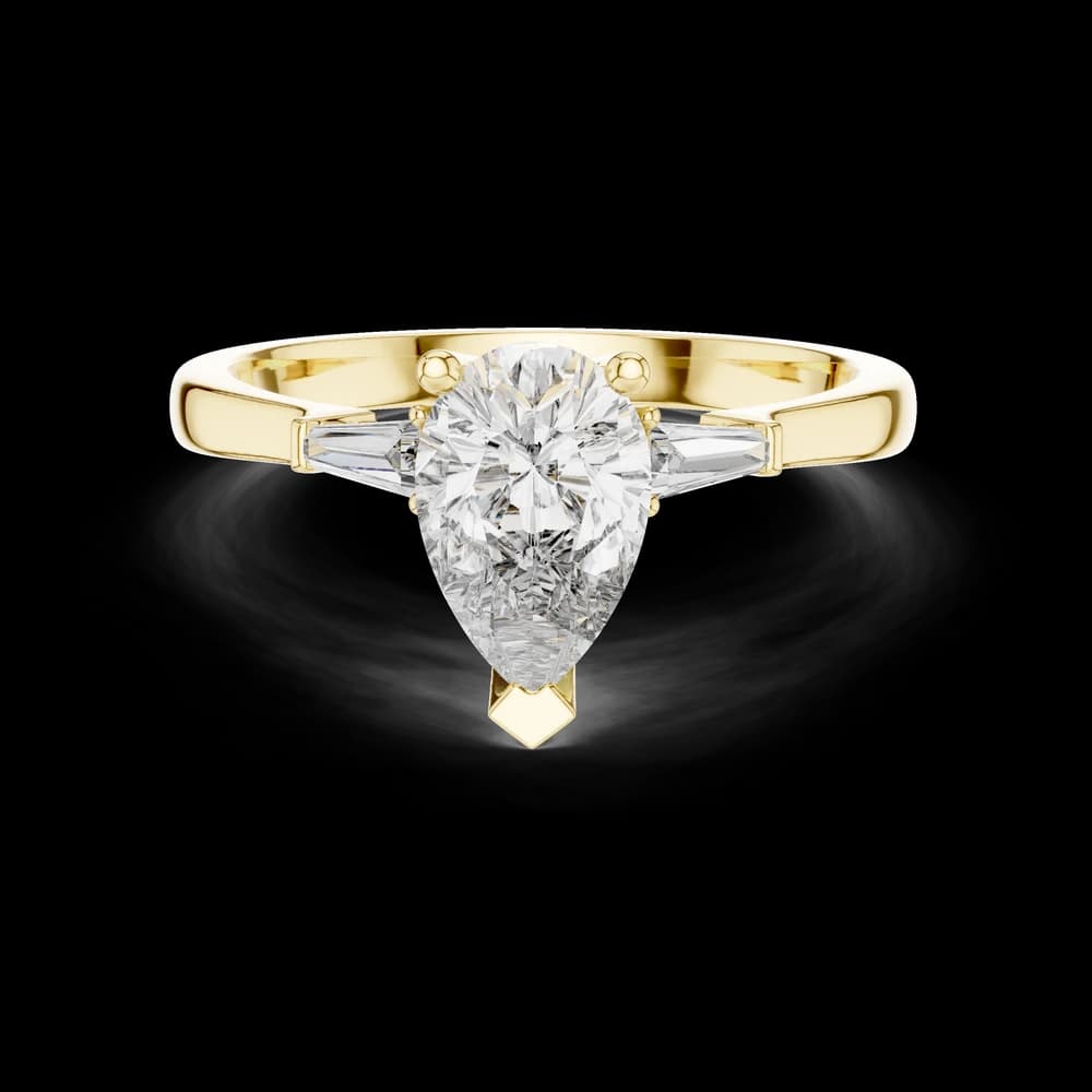 Pear With Baguette Lab Grown Diamond Ring - Image 3 Pear With Baguette Lab Grown Diamond Ring, view 3 of 6