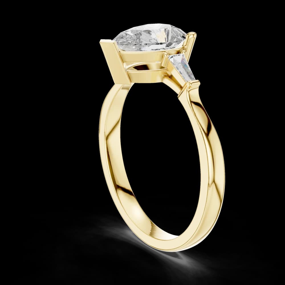 Pear With Baguette Lab Grown Diamond Ring - Image 4 Pear With Baguette Lab Grown Diamond Ring, view 4 of 6